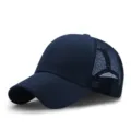 Casquette de baseball bleu marine en maille respirante pour protection solaire d'été. - 56-59cm (Réglable) / Bleu foncé