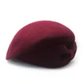 Elegant burgundy wool felt beret stewardess hat with side bow decoration for women - One Size / Wine Red Bow Style / Burgundy