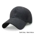 Gorra de béisbol de lana gris oscuro con cierre de velcro ajustable para el invierno - 55-60cm / Ajuste de velcro / Gris oscuro