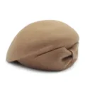 Elegante boina de lana camel para mujer con lazo para la moda de otoño e invierno - Talla única / Estilo Lazo Caqui / Caqui