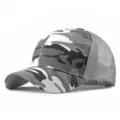 Casquette de camionneur en maille camouflage gris avec panneaux respirants pour le plein air - 56-59cm (Réglable) / Jungle gray camouflage