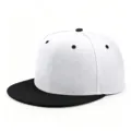 Gorra de béisbol de hip-hop bicolor de alta calidad con corona blanca y visera negra - 56-60cm / Negro y Blanco