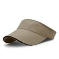 Classic khaki sun visor hat for outdoor sports and sun protection with black trim - One Size Adjustable (56-59CM) / Khaki