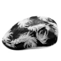Leichte schwarze atmungsaktive Netz-Schirmmütze mit exquisiter weißer Federbestickung - Passend für 56-59cm Kopfumfang / Feather Pattern (Black)