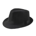 Cappello fedora classico in lino nero traspirante da uomo per l'estate e protezione solare. - Adulto M (Circa 57-58cm) / Nero (Fascia in Tessuto)