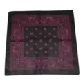 Pañuelo cuadrado de algodón negro con estampado paisley rosa para hip-hop y streetwear - Negro Con Estampado Rosa Roja