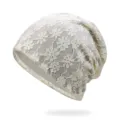 Elegante berretto in pizzo floreale beige da donna con design a turbante traspirante - Taglia unica / Stile 11 / Beige