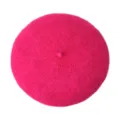 Women's bright pink wool beret featuring soft texture and a classic painter hat style - Rose Red