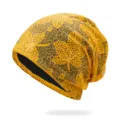 Elegante berretto in pizzo giallo con motivo floreale da donna e fodera traspirante - Taglia unica / Stile 9 / Giallo