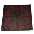 Pañuelo bandana de algodón negro con estampado de cachemir rojo para hip hop y streetwear - Negro con Estampado Rojo