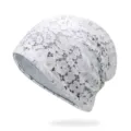 Berretto in pizzo floreale bianco elegante da donna con fodera traspirante per primavera - Taglia unica / Stile 13 / Bianco