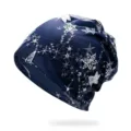 Berretto slouchy donna in pizzo blu scuro con ricamo di stelle in paillettes - Taglia unica / Stile 14 / Blu navy