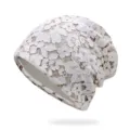 Elegante berretto in pizzo bianco a fiori con design traspirante per donne - Taglia unica / Stile 13 / Beige
