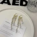 Boucles d'oreilles pendantes dorées élégantes avec perles en goutte d'eau et cristaux - Créoles Tendance Goutte d'Eau Perle Gland Luxe Léger Français (E5023) / Or