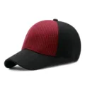 Casquette de baseball en laine d'hiver avec tricot bordeaux et visière en feutre noir - Patchwork Noir Rouge