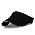 Classic black athletic sun visor hat with white edge trim for sports and tennis. - One Size Adjustable (56-59CM) / Dark Blue