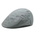 Classic grey cotton beret cap in a comfortable flat style for men and women - Gray