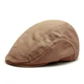 Klassische khakifarbene Schiebermütze aus Baumwolle für Damen und Herren - Einheitsgröße 56-58cm / Dunkelbeige