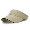 Khaki canvas sun visor with black brim piping for outdoor tennis and sports activities - One Size Adjustable (56-59CM) / Beige