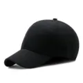 Casquette de baseball noire en laine classique avec texture côtelée pour l'hiver. - Patchwork Noir
