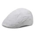 Klassische weiße Baumwoll-Baskenmütze für Herren und Damen, flache Freizeitkappe. - Einheitsgröße 56-58cm / Weiß