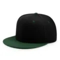 Gorra de béisbol hip hop ajustable con visera plana en combinación de negro y verde oscuro - 56-60cm / Verde Oscuro y Negro
