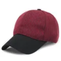 Casquette de baseball en laine à rayures bordeaux et noires pour l'hiver - Noir Rouge (Tout Tricot)
