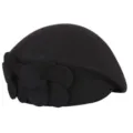 Boina elegante de lana negra con decoración de flores para moda de invierno mujer - Talla única / Estilo Flor Doble Negro / Negro