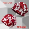 Berretto in pizzo rosso con motivo floreale, versioni in pile e sottile disponibili. - Stile Sottile - Cima Chiusa / Stile Fiore Farfalla - Rosso Vino