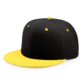 Gorra snapback hip-hop ajustable con corona negra y una vibrante visera plana de color amarillo - 56-60cm / Esquema de colores amarillo y negro