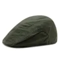 Classic vintage dark olive green cotton beret flat cap for men and women's fashion - Army Green