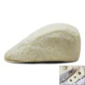Eleganter beiger Spitzen-Baskenmütze für Damen mit atmungsaktivem Blumenmuster - 56-58cm / Beigegelb (Druckknopf)