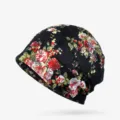 Elegante berretto in pizzo floreale nero da donna, copricapo premaman traspirante - Stile Sottile - Cima Chiusa / Stile Floreale Rosso e Bianco / Nero