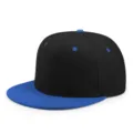 Gorra de béisbol hip-hop con visera plana ajustable en diseño bicolor negro y azul - 56-60cm / Azul Real y Negro