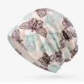 Berretto da donna sottile in pizzo jacquard con stampa farfalle per la primavera - Stile Sottile - Cima Chiusa / Stile Farfalla Blu e Marrone / Bianco avorio