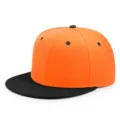 Gorra snapback de hip hop bicolor naranja y negra con visera plana para el sol - 56-60cm / Negro y Naranja