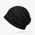 Elegante berretto slouchy in pizzo nero da donna, leggero e traspirante per la primavera - Stile Sottile - Cima Chiusa / Stile Slouchy alla Moda / Nero