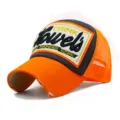 Klassische orangefarbene Mesh-Trucker-Mütze mit 3D-Buchstabenstickerei für Sommer - 56-60cm (Verstellbar) / Orange Grau Oranges Mesh
