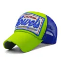 Neongrüner und blauer Mesh-Trucker-Hut mit besticktem Lowel's-Patch im Vintage-Stil - 56-60cm (Verstellbar) / Neon Grün & Blaues Mesh
