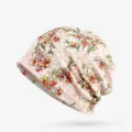Berretto in pizzo floreale rosa traspirante per donna, ideale per la primavera - Fodera in Cotone Sottile - Berretto Chiuso / Beige (Stile 1)