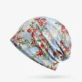Elegante berretto in pizzo a fiori blu con trama jacquard traspirante per le donne - Fodera in Cotone Sottile - Berretto Chiuso / Celeste (Stile 1)