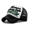 Atmungsaktive Mesh-Trucker-Kappe mit 3D-Stickerei Haru Style in Schwarz-Weiß-Optik - 56-60cm (Verstellbar) / CHANCE - Schwarz