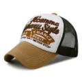 3D-bestickter Trucker-Hut mit Buchstaben und braunem atmungsaktivem Mesh-Rücken - 56-60cm (Verstellbar) / CHANCE - Khaki