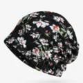 Berretto in pizzo nero traspirante con motivo floreale rosso e bianco per uno stile outdoor - Fodera in Cotone Sottile - Berretto Chiuso / Fiore d'Arancio / Nero