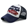 Navyblauer und weißer Trucker-Hut mit 3D-Stickerei und atmungsaktivem Mesh-Rücken - 56-60cm (Verstellbar) / CHANCE Stil / Dunkelblau