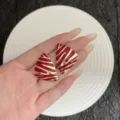 Zebra pattern triangular earrings in Ankora red and gold finish for a stylish look - Triangle Zebra Pattern Style (E4110) / Burgundy