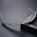 Sparkling silver zirconia bridal crown tiara for wedding hair accessory on black background - Silver (F19011015)