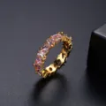 Anillo de eternidad estilo punk chapado en oro con circones rosas talla marquesa - Talla 7 / Circonia Rosa Marquesa (R20030717-K) / Dorado