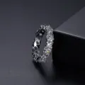 Elegante anillo de eternidad de plata con circonitas de corte marquise para mujer - Talla 6 / Circonia Blanca Marquesa (R20030717-Rh) / Plateado