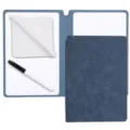 Set lavagna bianca portatile A5 in pelle blu con pennarello e panno per la pulizia - 1 Penna Nera + Panno / Blu scuro